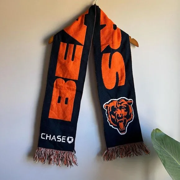 Chicago Bears NFL Navy and Orange Fringe Winter Scarf - Picture 1 of 3